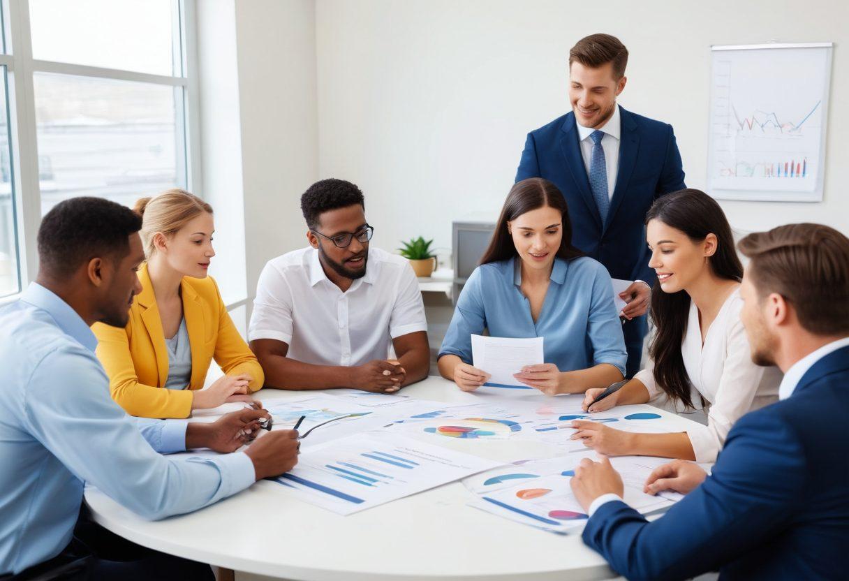 A diverse group of people reviewing insurance documents together at a round table, surrounded by visual elements representing various types of insurance (health, auto, home). Include charts and graphs in the background showing financial trends and protections. Use a warm, inviting atmosphere to convey trust and community. super-realistic. vibrant colors. white background.